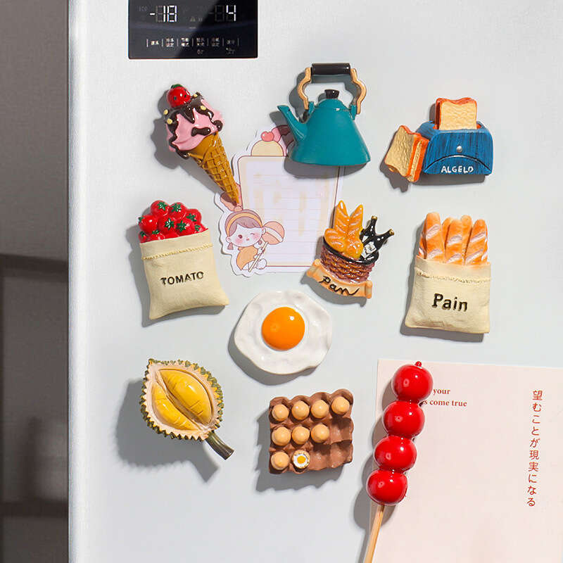 1Pc Simulation Food Fridge Magnet Refrigerator Magnetic Sticker Paste Photo Resin Tomato Egg Teapot Milk Home Kitchen Decor Gift