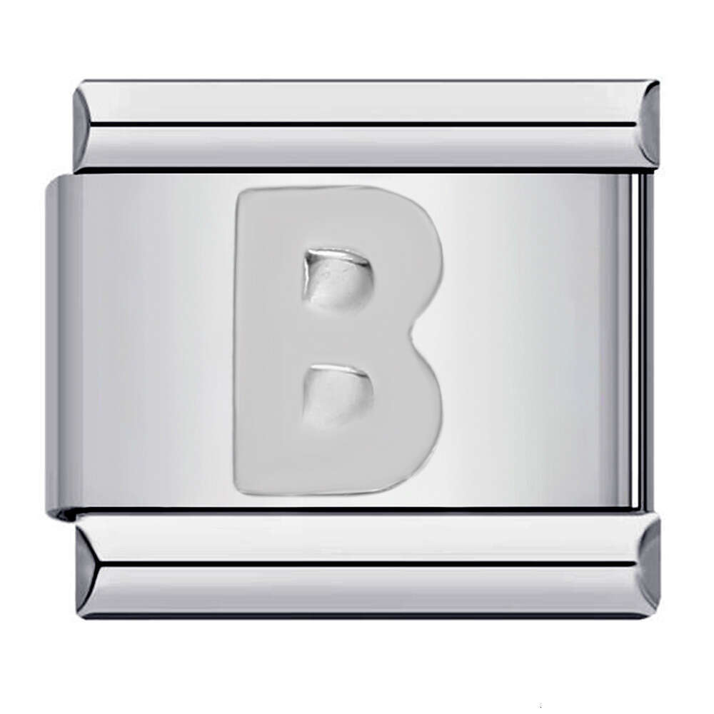 New Titanium Steel Sier Concave 26 English Letter Italian Module Bracelet DIY Italian Charm Links Stainless Steel Fit 9Mm Bracelet Jewelry DIY Making 