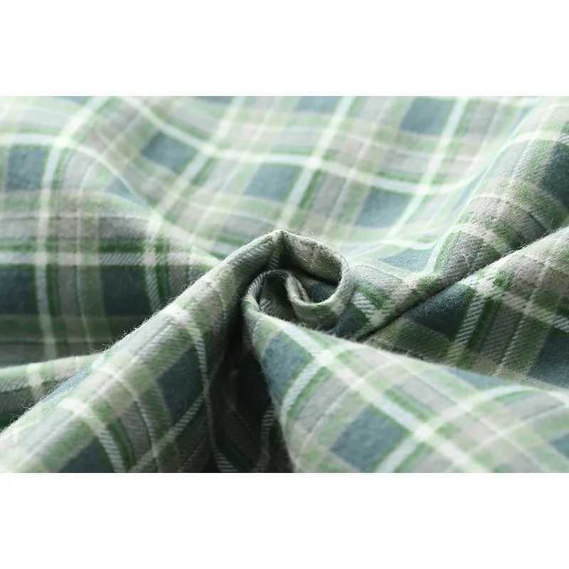 Spring Autumn Men Casual Plaid Pajama Sets Male 100% Cotton Flannel Sleepwear Suit Men Long Sleeve Turn-down Collar Home Clothes Y240913