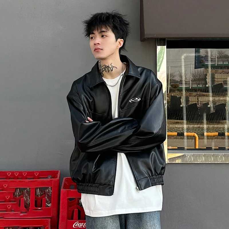 TFETTERS Brand 2024 Spring New Biker Jacket Men Turn Down Collar Vintage Couples Jacket American Fashion Party Punk Faux LeatherX240913