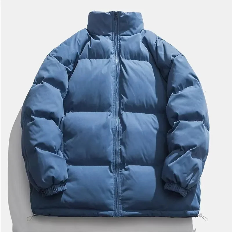 2023 Style American Vintage Mens Cotton Coat Stand Collar Loose Fit Padded Jacket Trendy Couple Puffer 240912