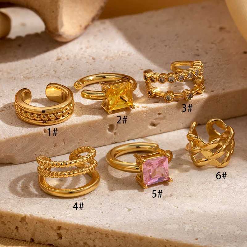 1PC Fake Piercing Ear Clip Square Zircon U-shaped Earrings Cuffs Ring Cartilage Conch Fake PIERC Jewelry For Women 2024 TrendingX240913