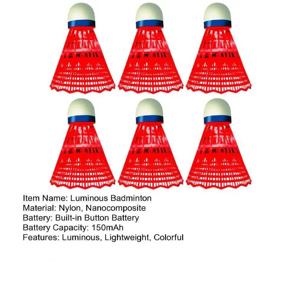 3/6Pcs 10*4cm Luminous Badminton Balls Set Built-in Button Battery Badminton For Adults Shuttlecocks LED Outdoor Sports Activity Y240912