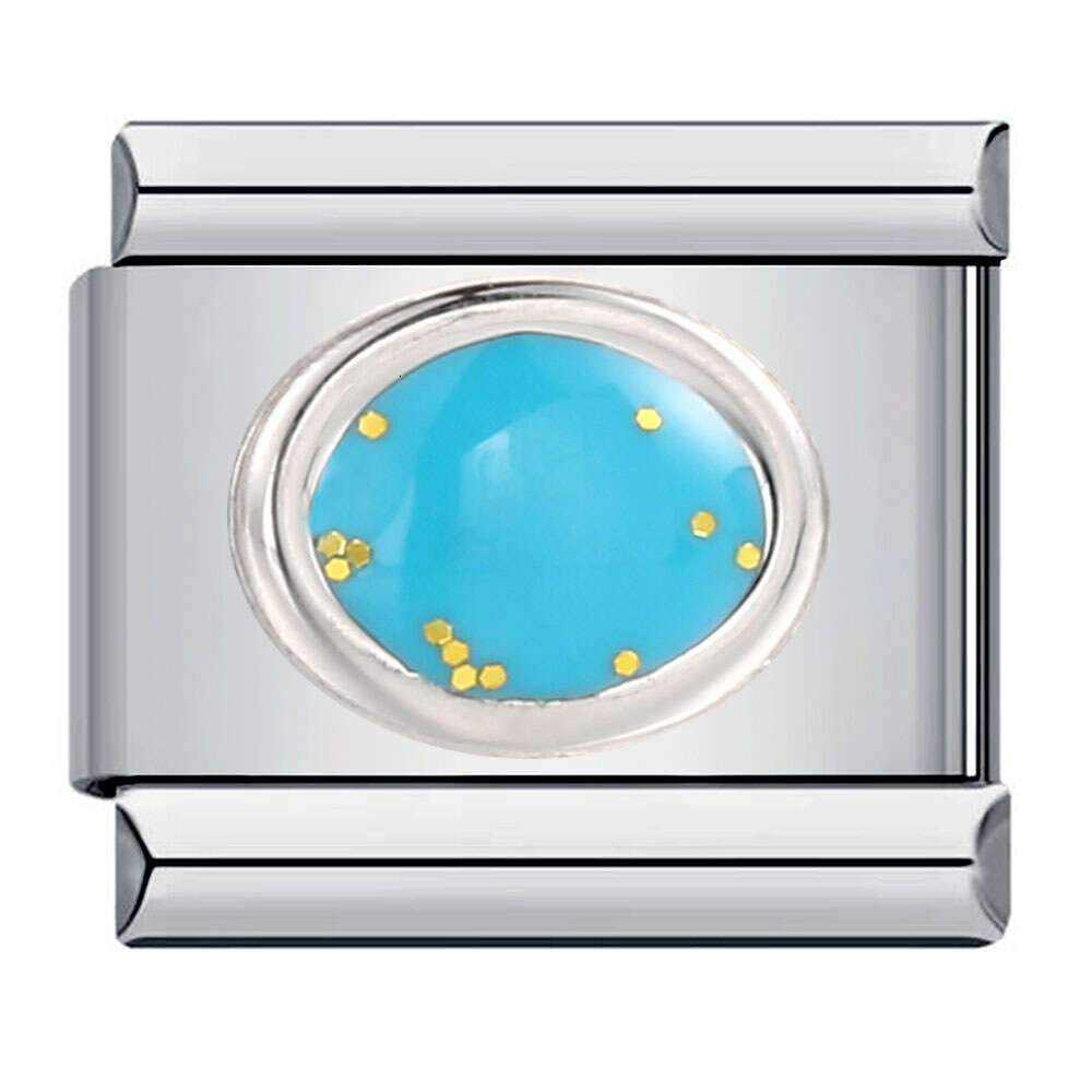 Stainless Steel Elliptical Stamping Pattern Color Drip Oil DIY Module Bracelet Italian Charm bracelets