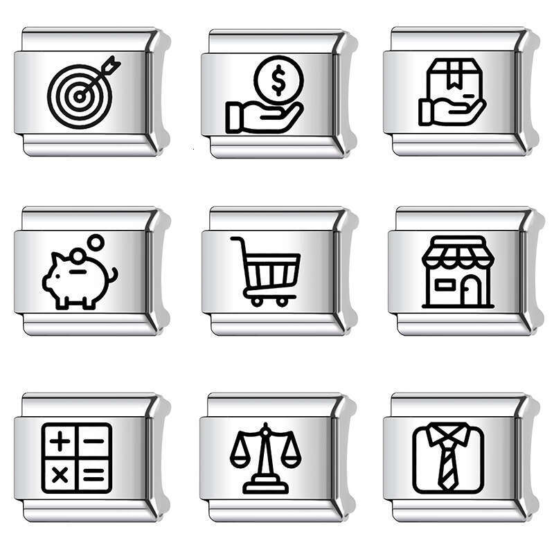 2024 New Women's Gift Classic pattern Italian Charms Links Beads Fit 9Mm Stainless Steel Bracelet DIY Making Jewelry