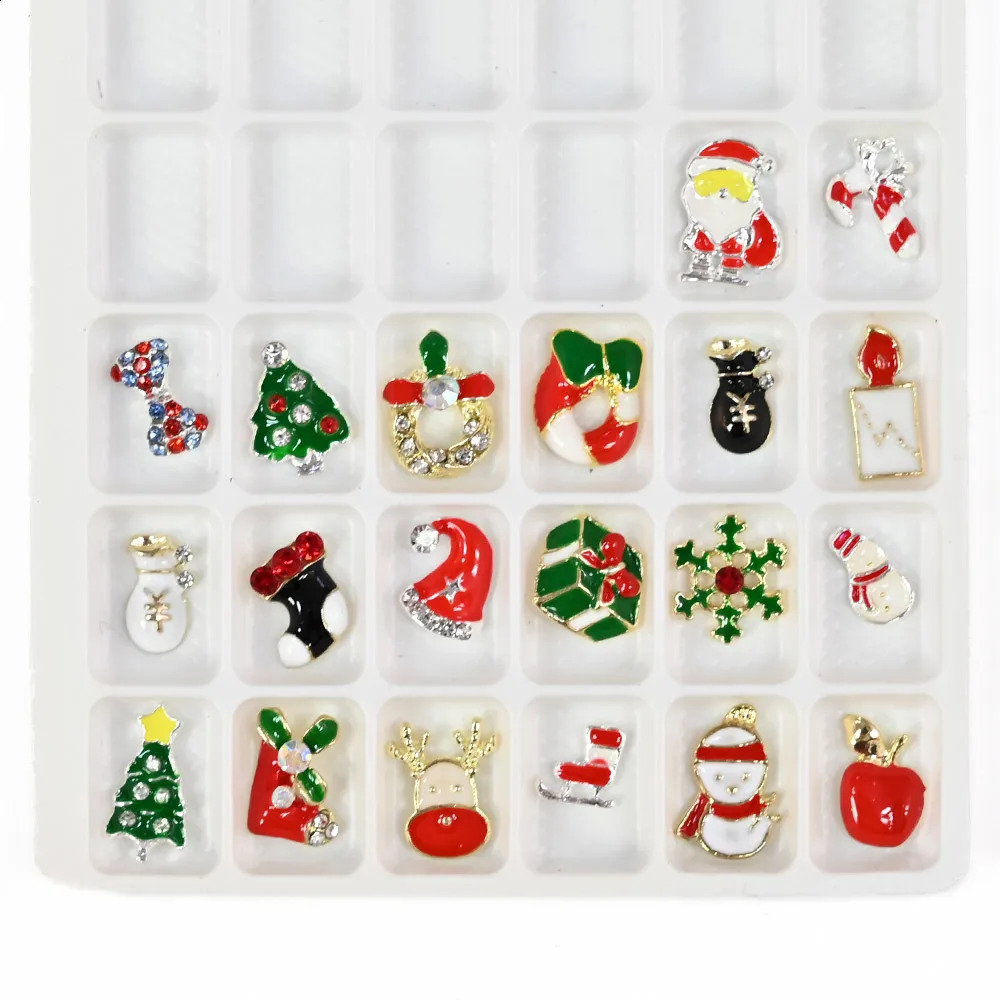 21 Grids Christmas Halloween Nail Ornaments Gold Silver Metal 3d Diamonds Nail Art Decorations Nails Glitter Rhinestones Jewelry 240910