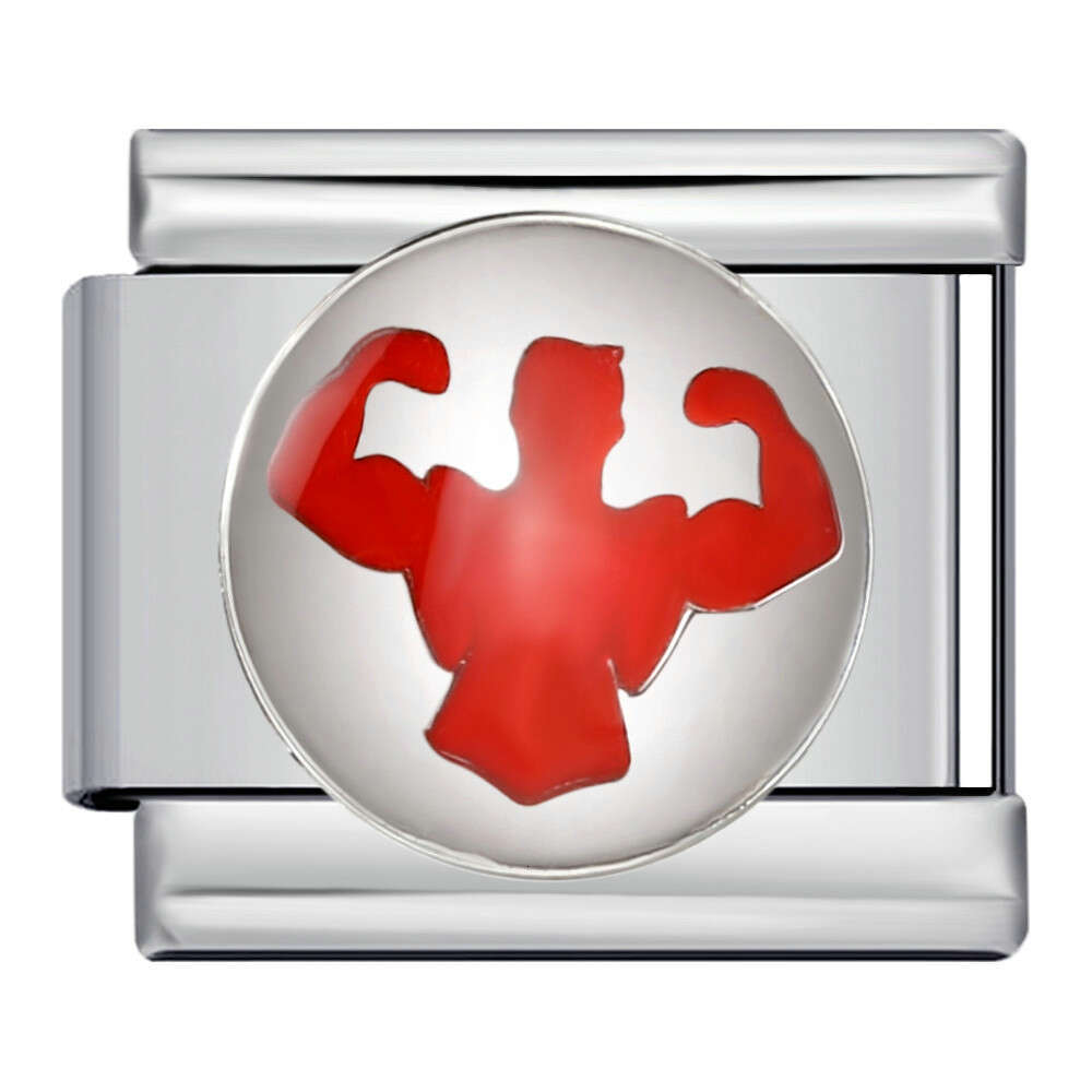 Ball Sports Pattern Italian Modular Titanium Steel Welded Enamel Bracelet Italian Charm Links Stainless Steel Fit 9mm Bracelet Jewelry DIY Making Gift