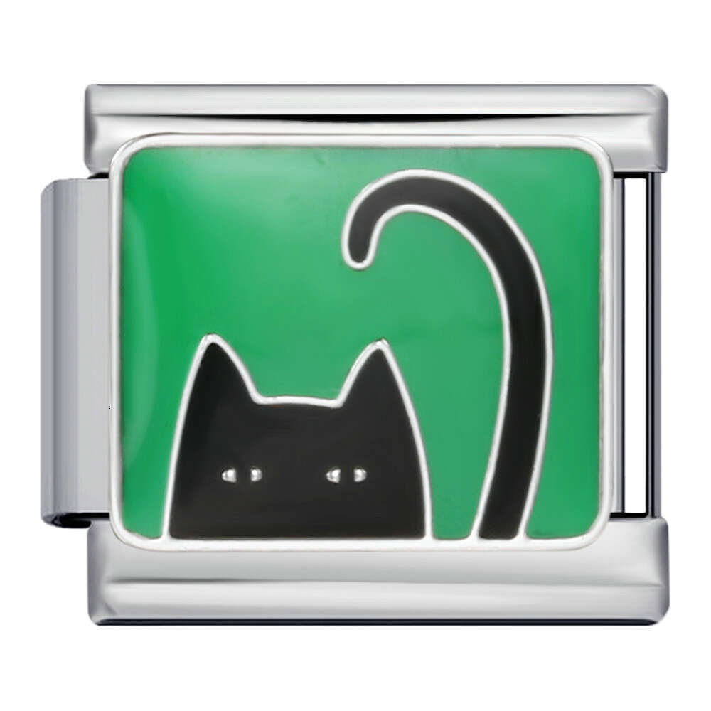 Pet Cat Dog Series Titanium Steel Welding Enamel Cartoon DIY Bead Bracelet Italian Charm Links Fit 9Mm Bracelet Jewelry DIY Making Gifts