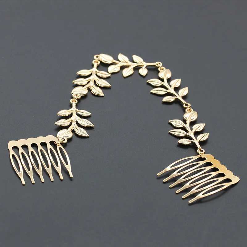 Wedding Bride Hair Accessories for Women Accessories Fashion Gold color Chain Leaf Hair Jewelry Clip for Hair Comb PinsX240913