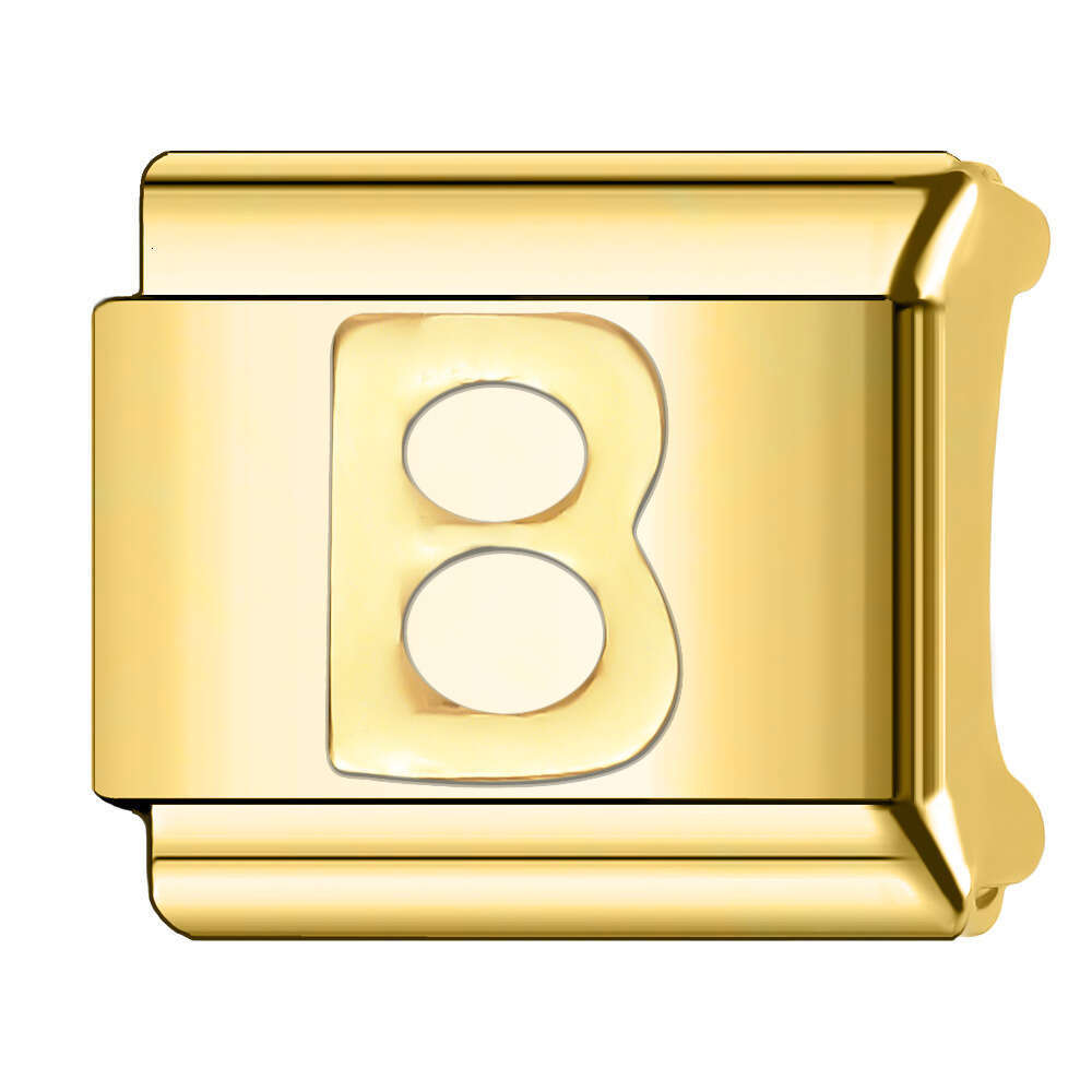 New Women's Gift Gold plated 26 letters Bead Italian Charms Links Bangle Beads Fit 9mm Stainless Steel Bracelet Making DIY For Women Fashion Jewe