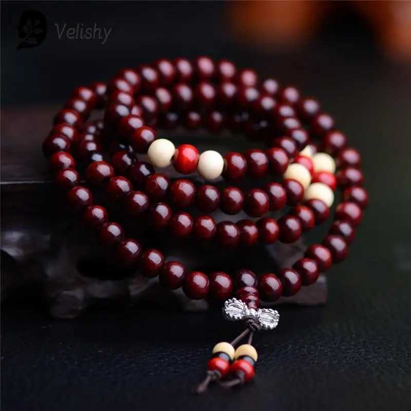 Prayer Zhumala 108 bead bracelet 8mm natural sandalwood Buddha rose bead unisex mens bracelet and bracelet jewelry W240913