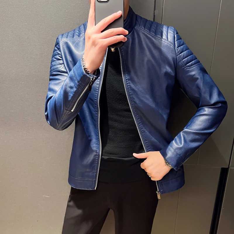 Leather Jackets Autumn Mens New Trend Motorcycle PU Jacket Biker Leather Coats Male Fshion Casual street Clothing Top EU SizeX240913