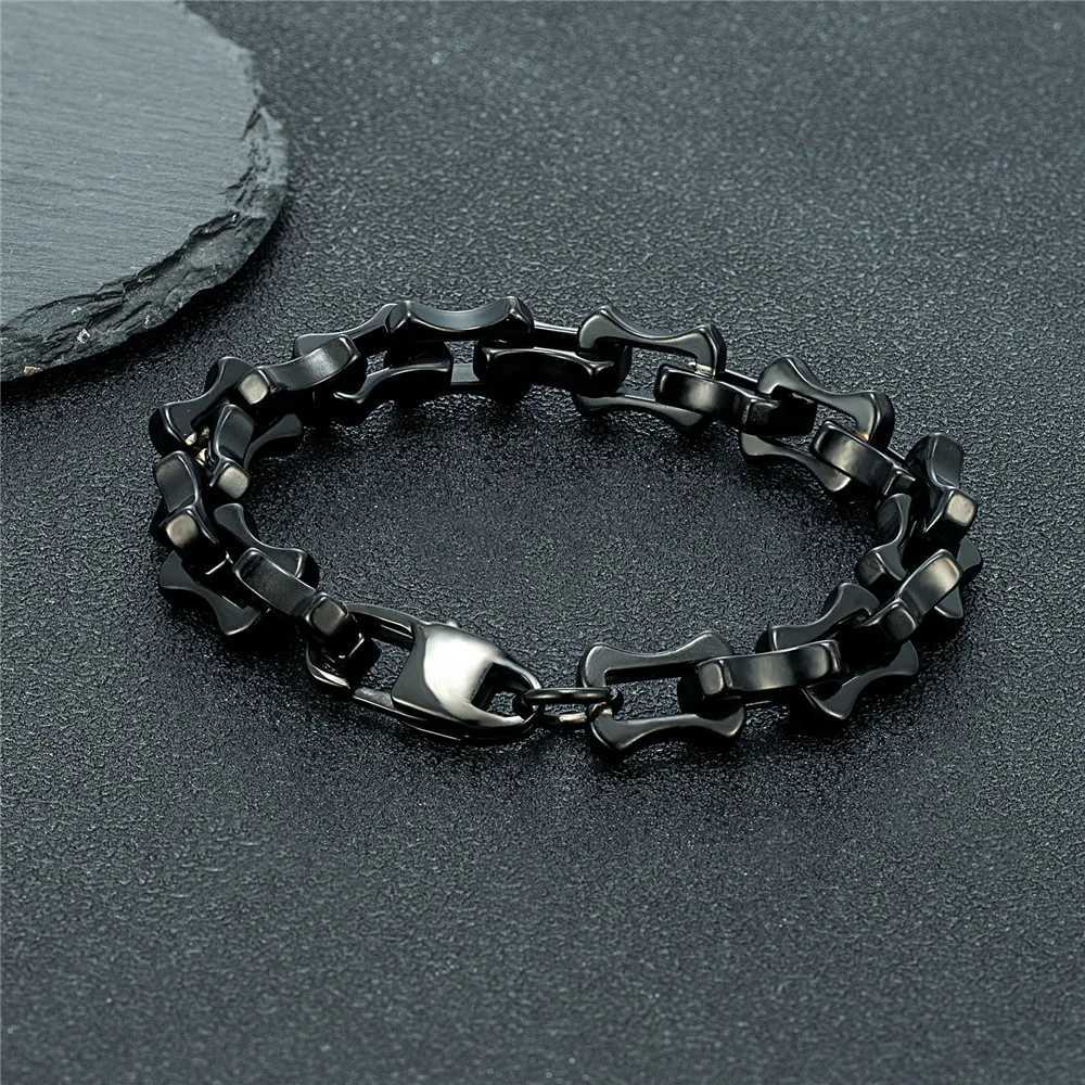 MKENDN Locomotive Vintage Oxidized Black Keel Chain Link Men Bracelet Punk Stainless Steel Motorcycle Bracelets Male JewelryX240913