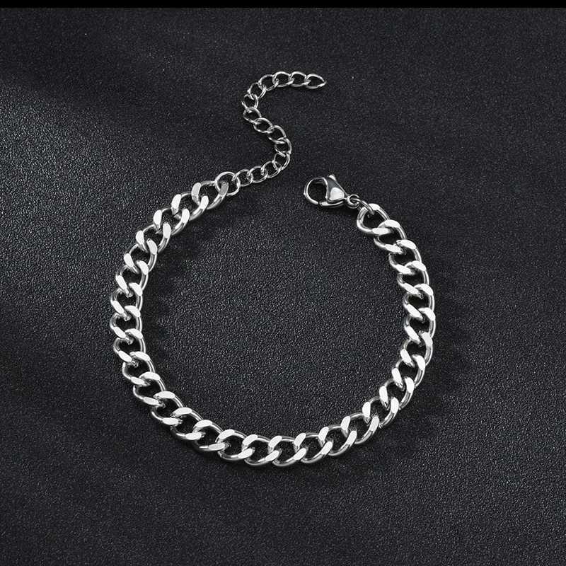 High Quality Stainless Steel Bracelets For Men Women Black Punk Curb Cuban Link Chain Bracelets On the Hand Jewelry Gifts trendX240913