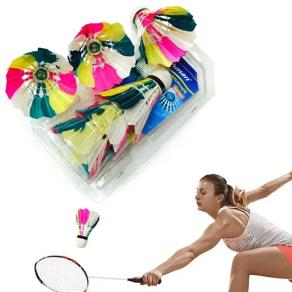3PCS Colorful Shuttlecock Feather Badminton Shuttlecock Ball Badminton Training Supplies Stable Windproof Badminton Accessoires Y240912