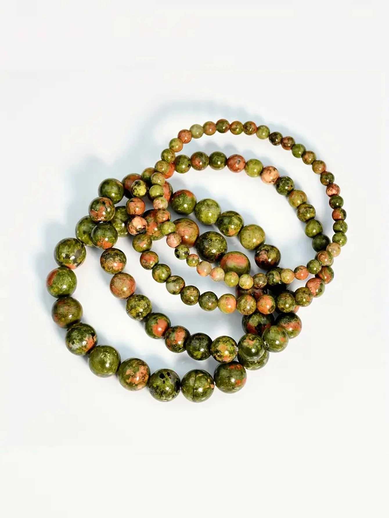 1 piece/natural Unakite bead bracelet suitable for both men and women used for healing stones holiday party jewelry giving to friends and family W2409