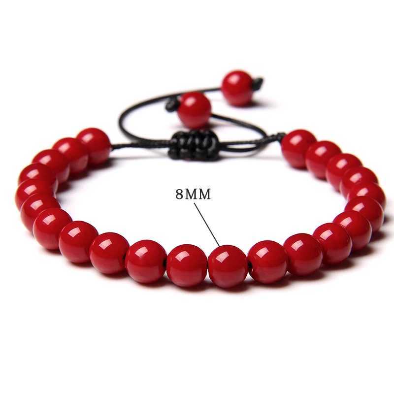 8MM Stone Bead Braided Bracelet Minimalist Natural Carnegie Agate Jade Gem Womens Bracelet Womens Treatment Jewelry Gift W240913