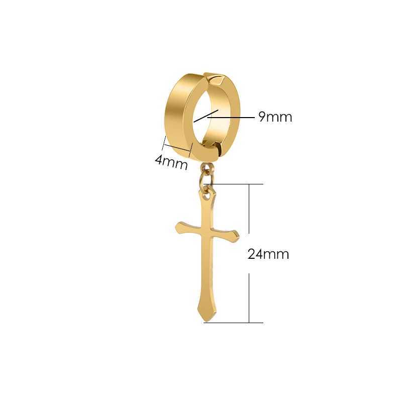 Fashion Titanium Steel Cross Ear Clip Earrings For Men Women Stainless Steel Punk Black Single Earring Fake Earrings JewelryX240913