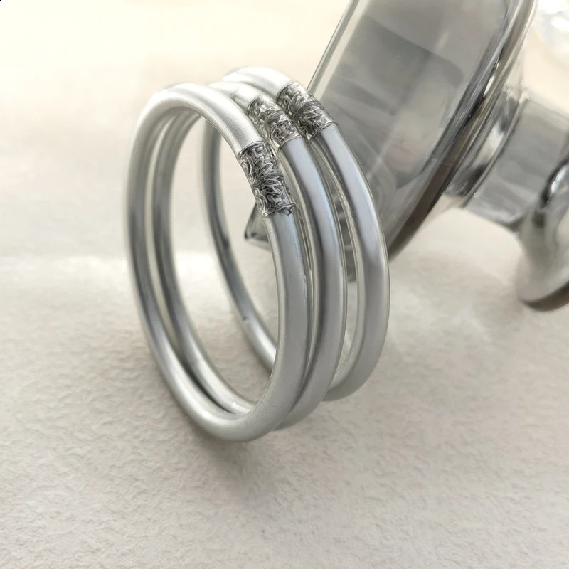 Trendy Jewelry High Quality Plastic Tube Inner Silicone Soft Bracelet For Women Female Gold Color Bangle Accessories 240910