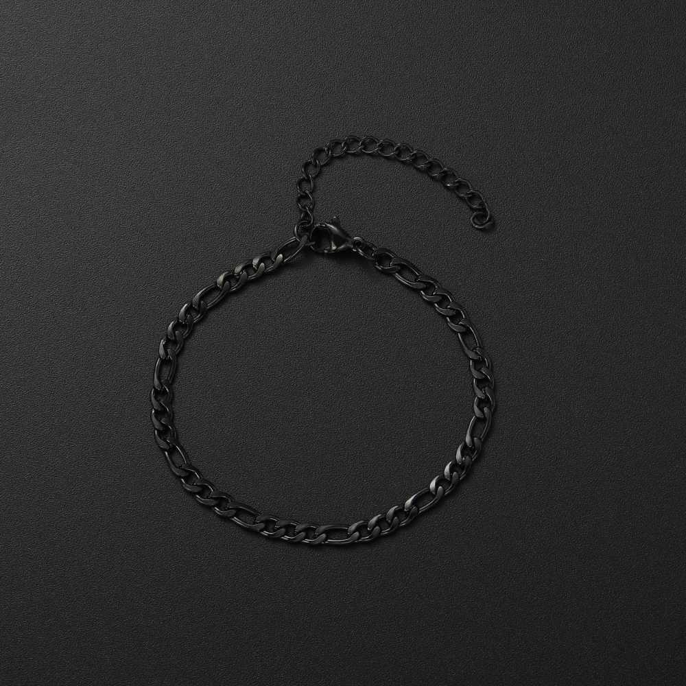 Low Price Width 4MM Stainless Steel Golden Black Chain Bracelet For Men and Women Fashion Gift Jewelry Length 16+5CMX240913