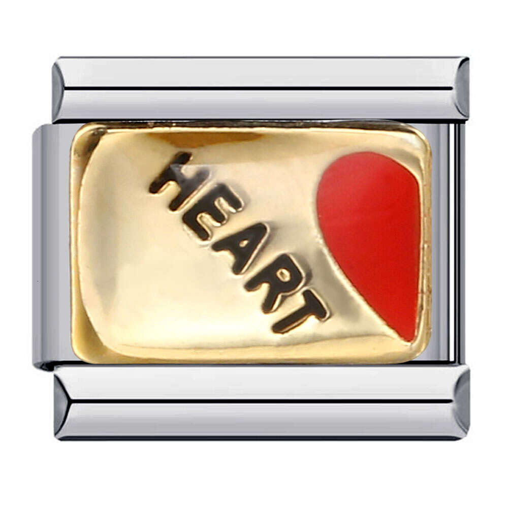 Big Red Love Titanium Steel Welding Enamel DIY Module Italian Charm Bracelet Italian Charm Links Stainless Steel Fit 9mm Bracelet Jewelry DIY Making G