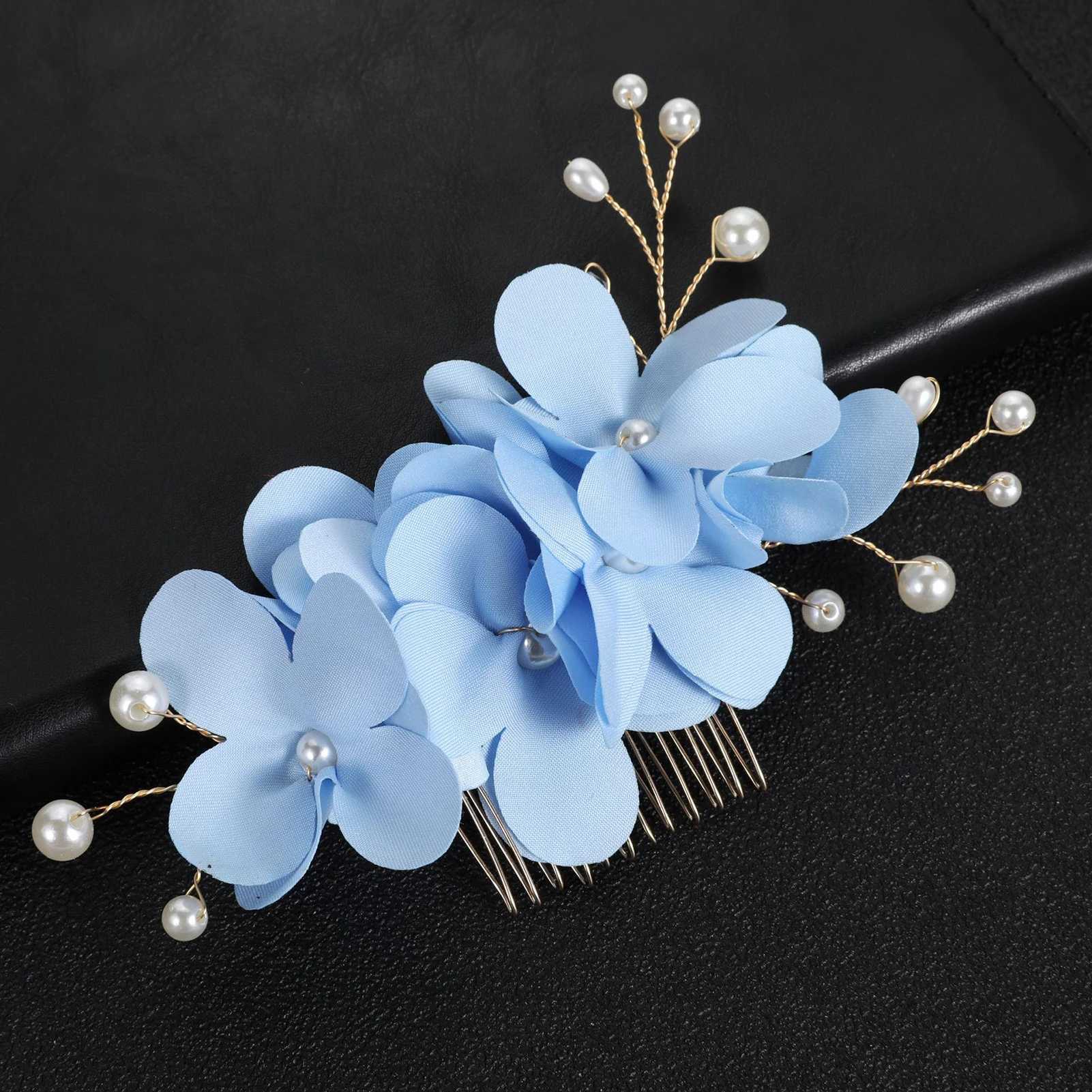 Bride Wedding Silk Flower Hair Combs Artificial Pearl Hairpins Clips Bridal Hair Accessories Boho Style Jewelry for Women GirlsX240913