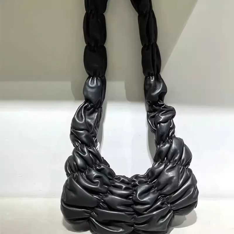 Quilted Crossbody Bag for Women Pleated Handbags Padded Cloud Shoulder Bags Ruched Bubbles Tote Leather Casual Messenger 240913