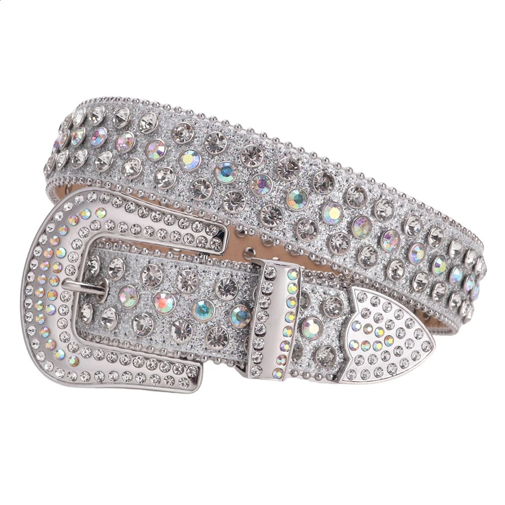 Sparkle Western Rhinestones Belt Handmade Studded For Men Women y2k Goth Style Crystal Diamond for Waistband Jeans Pants 240903