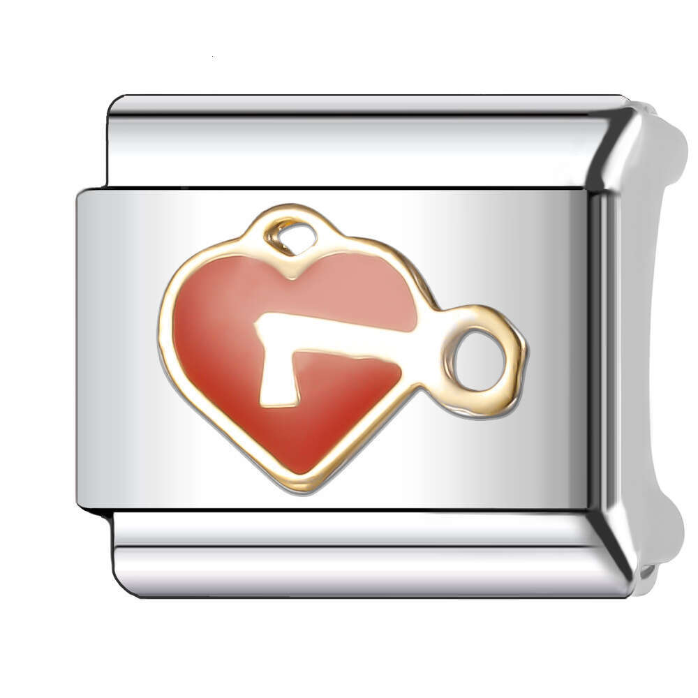 New Women's Gift Romantic red heart Bead Italian Charms Links Bangle Beads Fit 9mm Stainless Steel Bracelet Making DIY For Women Fashion Jewelry