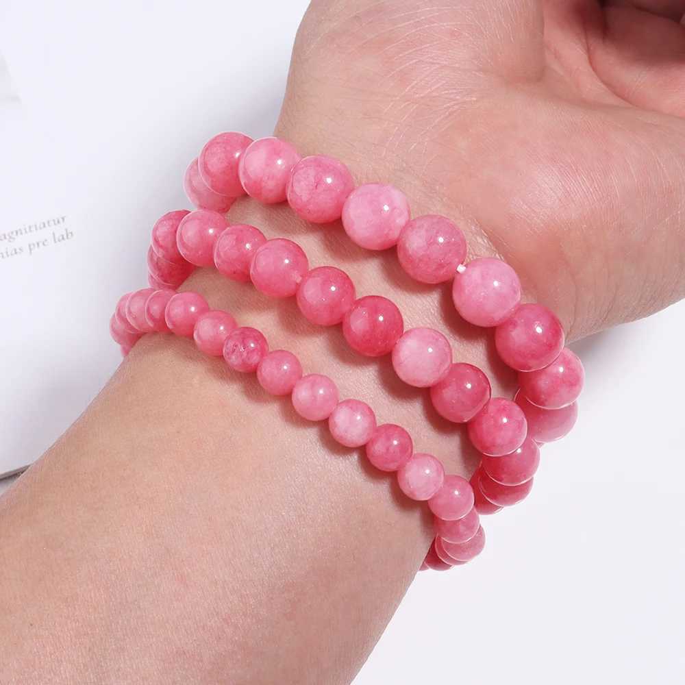 Pink Chalcedony Bead Bracelet Suitable for Women Optimized with Natural Stone Beads Yoga Meditation Jewelry Gift for Girlfriend W240913