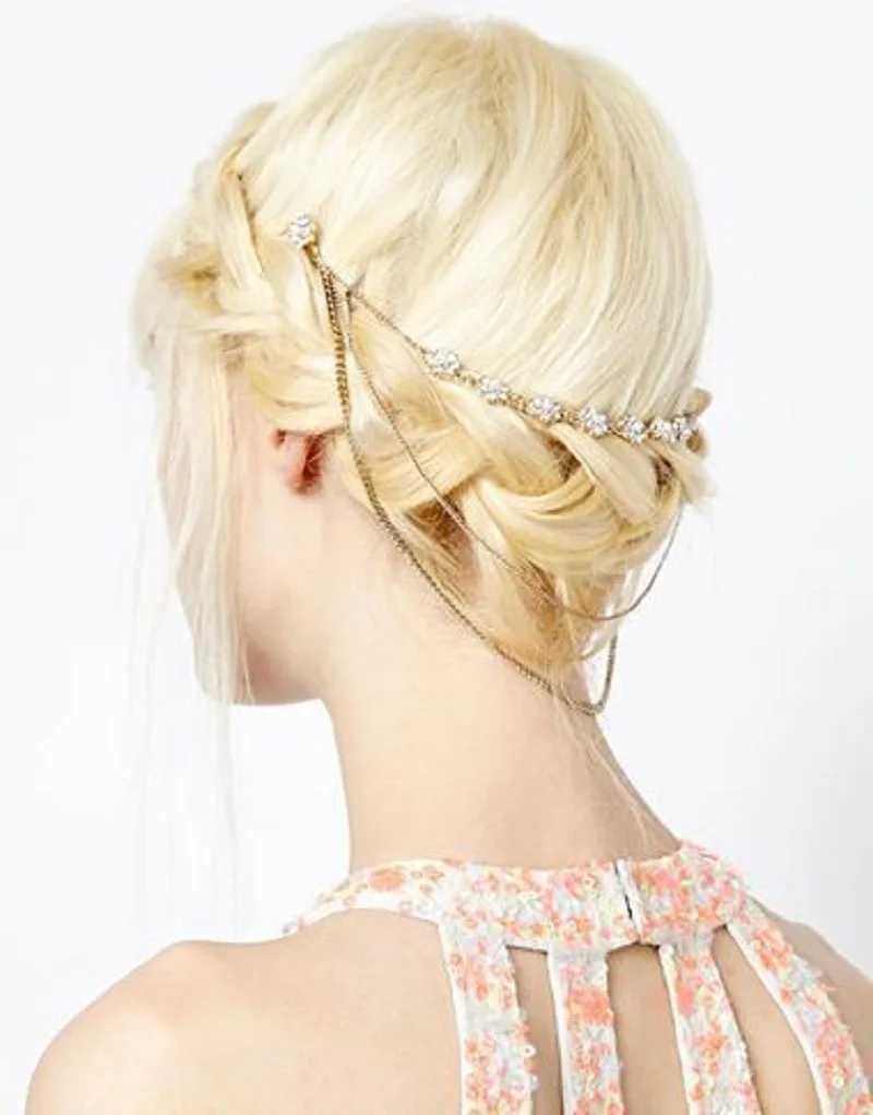 Wedding Bride Hair Accessories for Women Accessories Fashion Gold color Chain Leaf Hair Jewelry Clip for Hair Comb PinsX240913