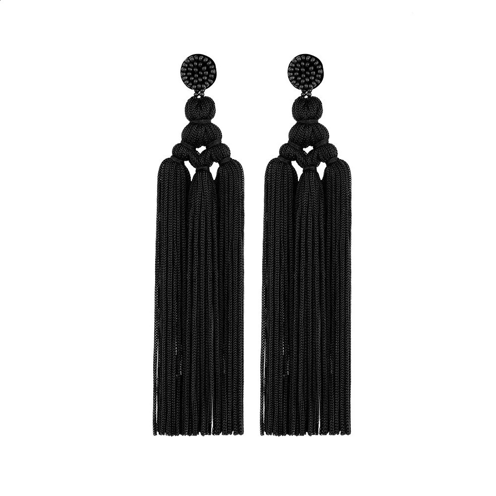 Handmade Tassel Earring 2024 Fashion Jewelry Bohemian Drop Dangle Long Earrings Silk Fabric Ethnic Style Vintage 240906