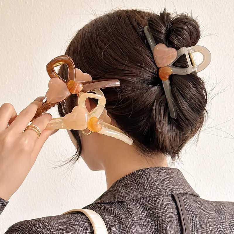 Elegant Temperament Lovely Womens Large Shark Clip Minimalist Hair Clip Curly Grab Clip HeadwearX240912