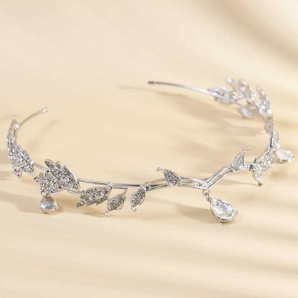 Wedding Hair Tiara Crystal Bridal Tiara Crown Silver Color Diadem Veil Tiaras Wedding Hair Accessories Headpieces Head JewelryX240913