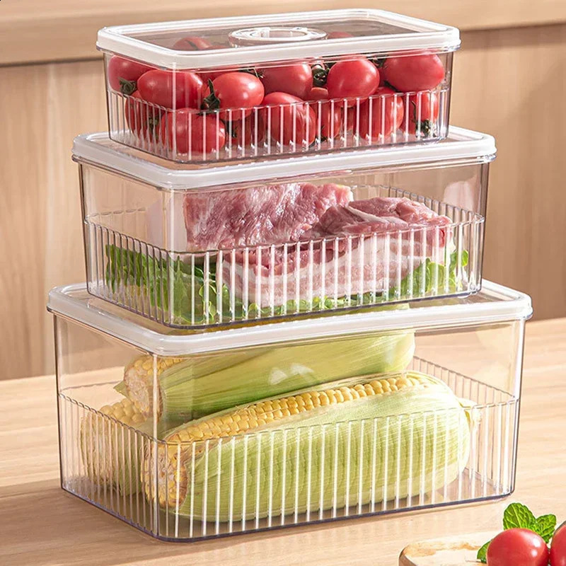 Refrigerator Storage Box Timing Fresh Fridge Organizer Vegetable Fruit Food Storage Containers Pantry Kitchen Organizer 240905