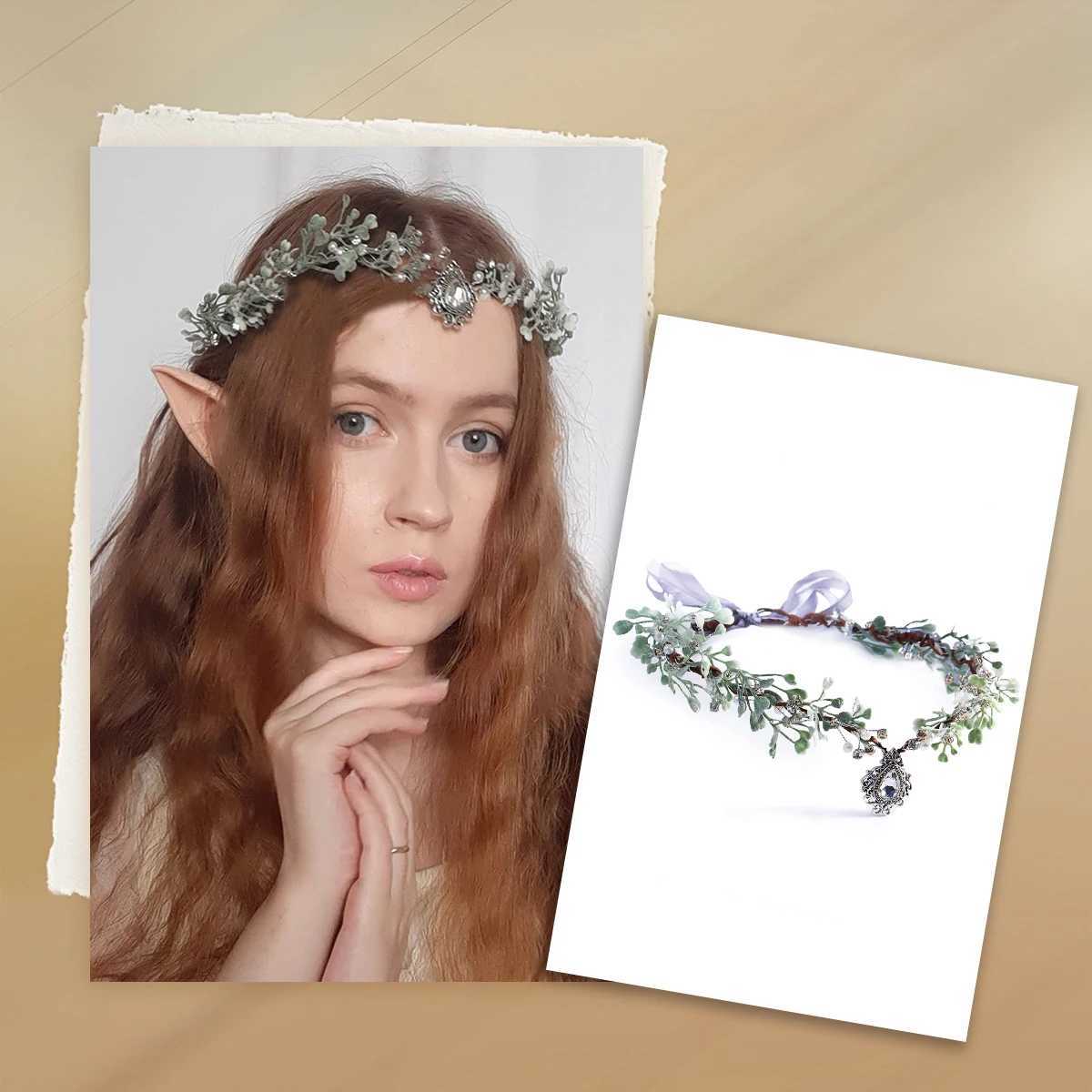 Forest Series Handmade Garland Crown Creative Wedding Fairy Headdress Crystal Vintage Elf RPG Cosplay Costume AccessoriesX240913