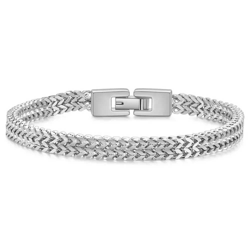 Fashion jewelry trendy mens hip-hop RapCap stainless steel 6MM keel snake chain bracelet mens fashion titanium steel braceletX240913