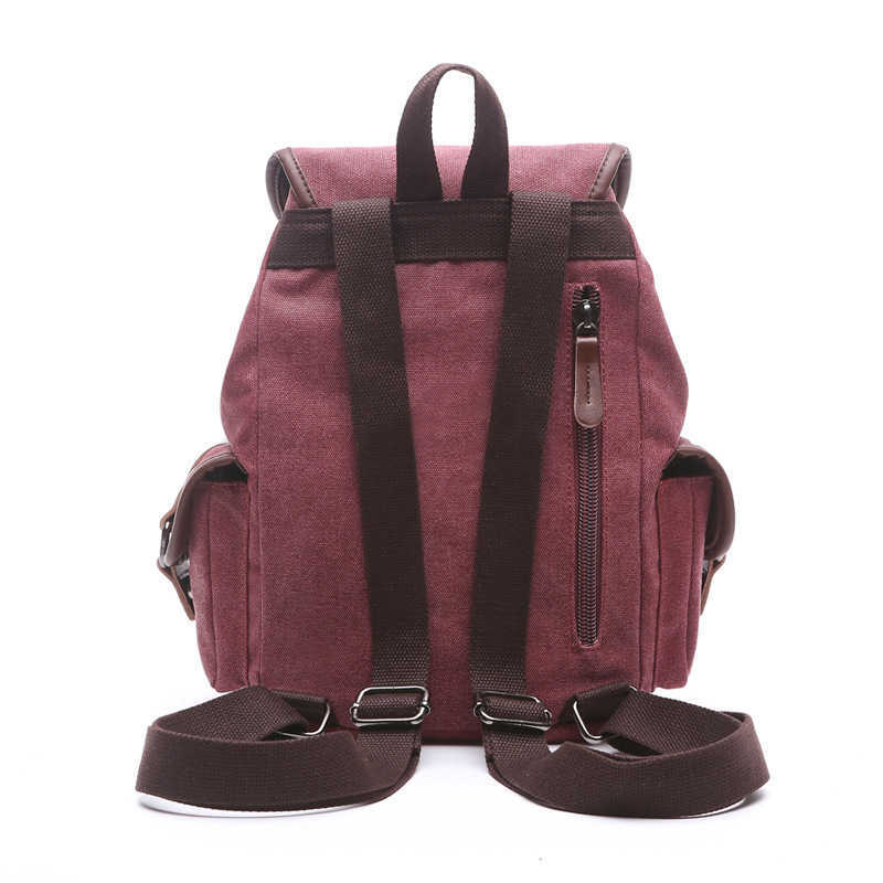 Canvas Backpack Korean fashion women's backpack student solid color Multi Pocket outdoor travel bag 240915