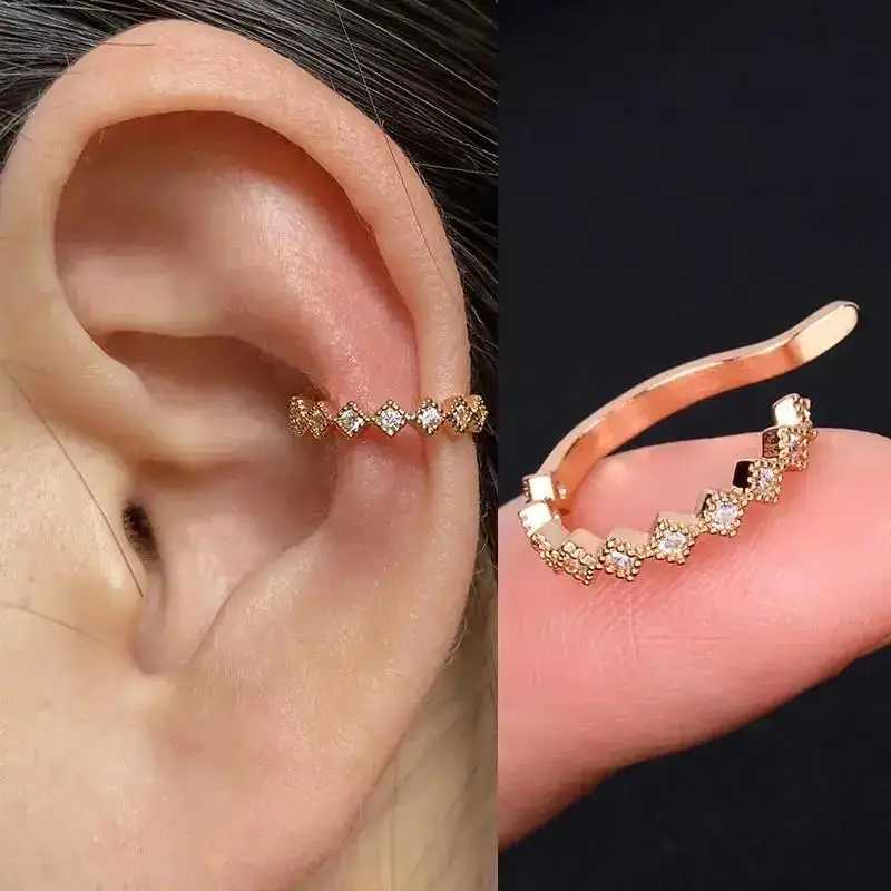 1Pcs Simple Fashion Crystal cz Star Leaf Clip Earrings for Women C reative C Ear Cuff Non-Piercing Fake Earrings Party JewelryX240913