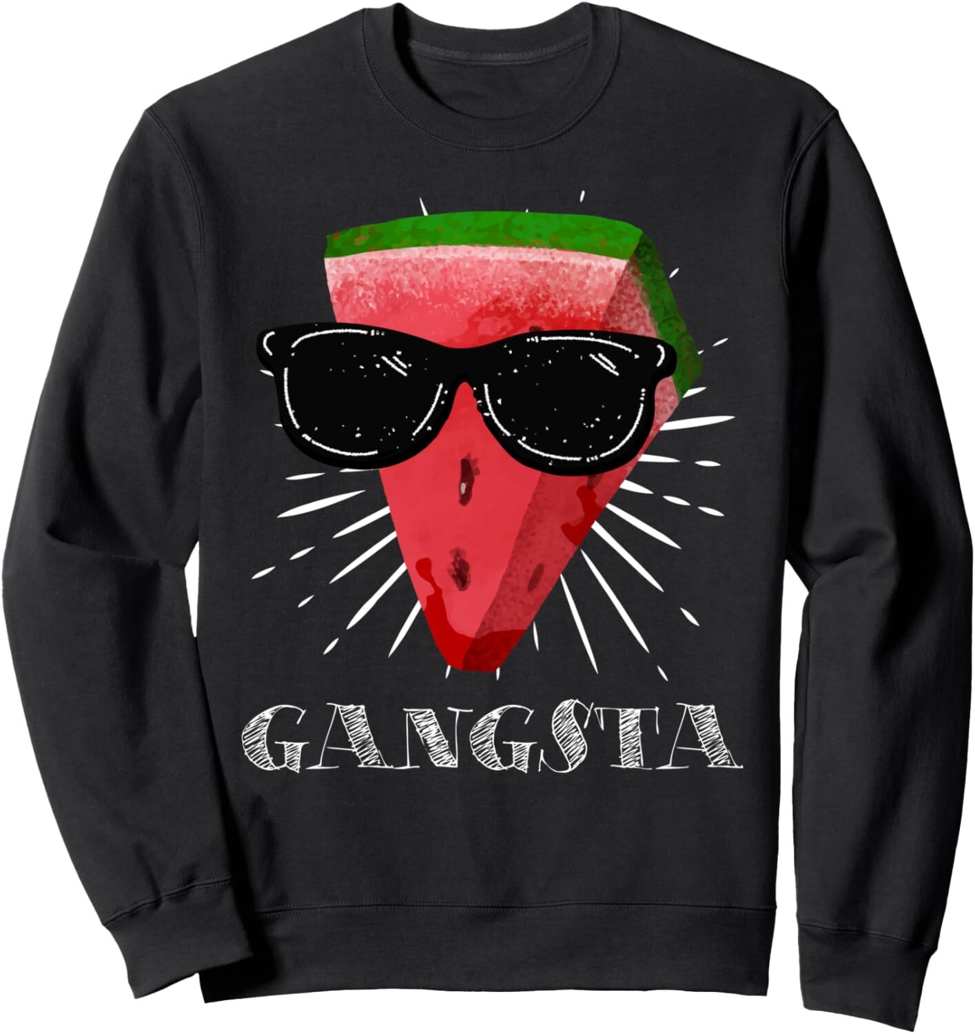 Long Sleeve Shirts for Men sweatshirt Gangsta Watermelon Slice With Sunglasses Funny Vegan Sweatshirt Tee Streetwear Casual tops clothes