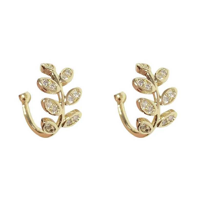 Fashion New Crystal Leaf Clip Earrings for Women Gold Color Exquisite Without Piercing Ear Cuff 2021 Korean Trendy Jewerly GiftsX240913