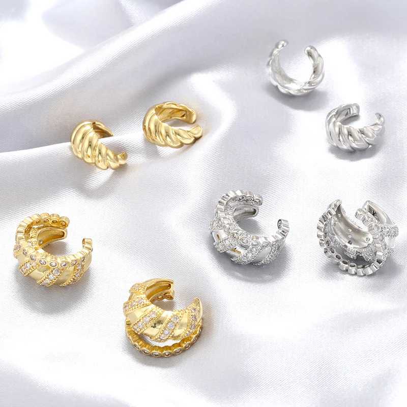 ZHUKOU 2 Adjustable Ear Clip Cubic Zirconia Clip Earrings Summer False Perforated Earrings Wholesale VE1308 VE1309X240913