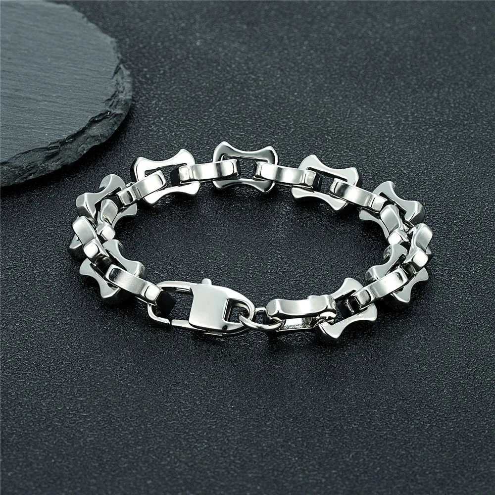 MKENDN Locomotive Vintage Oxidized Black Keel Chain Link Men Bracelet Punk Stainless Steel Motorcycle Bracelets Male JewelryX240913