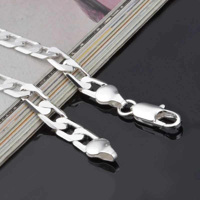 925 Sterling silver Bracelet Sideways Silver Bracelet 6MM8MM10MM Bracelet Men Women JewelryX240913