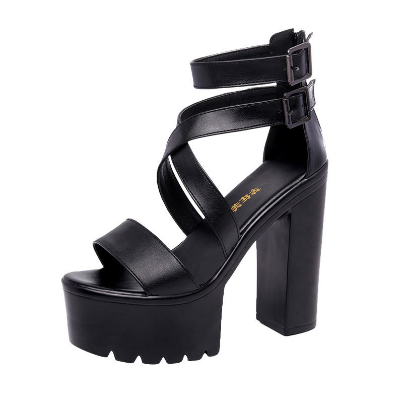 New 2024 Super High Heels Gladiator Sandals Ladies Summer 2024 Bandage Block Heel Platform Shoes for Office Model 41 42 43