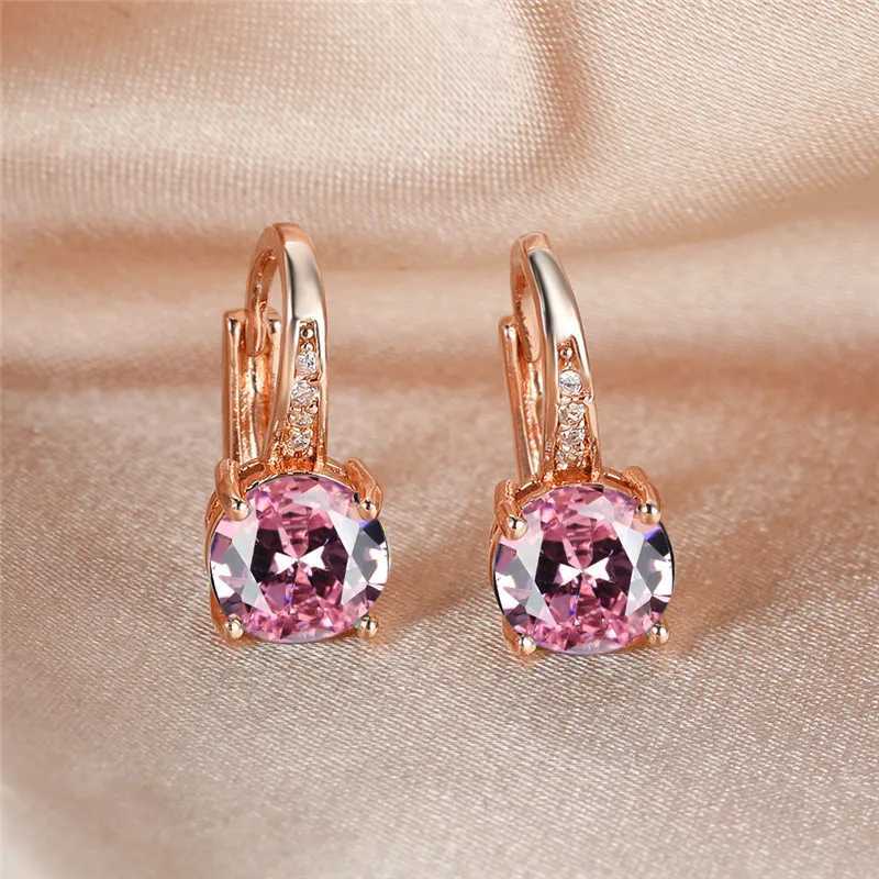 Cute Female Small Green Blue Purple Round Stone Clip Earrings Fashion Wedding Jewelry For WomenX240913