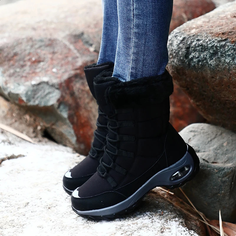 Winter Women High Quality Warm Snow Lace-up Comfortable Ankle Outdoor Waterproof Hiking Boots Size 36-42 240904 4