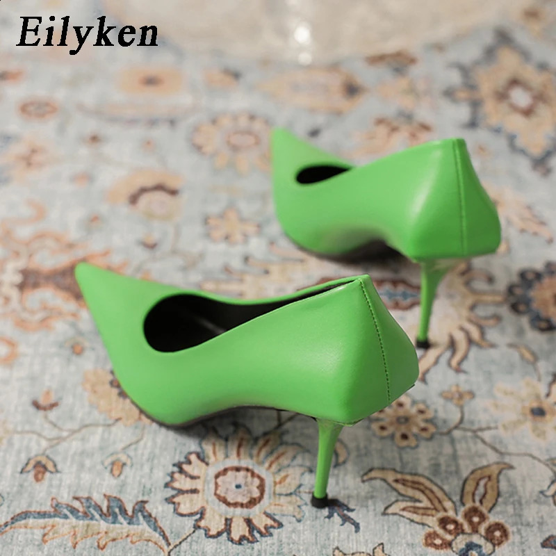 Eiyken SexyGreen Thin High Heels Pumps Women Pointed Toe Slip On Shoes Elegant Prom Wedding Stripper Ladies Sandals 250206