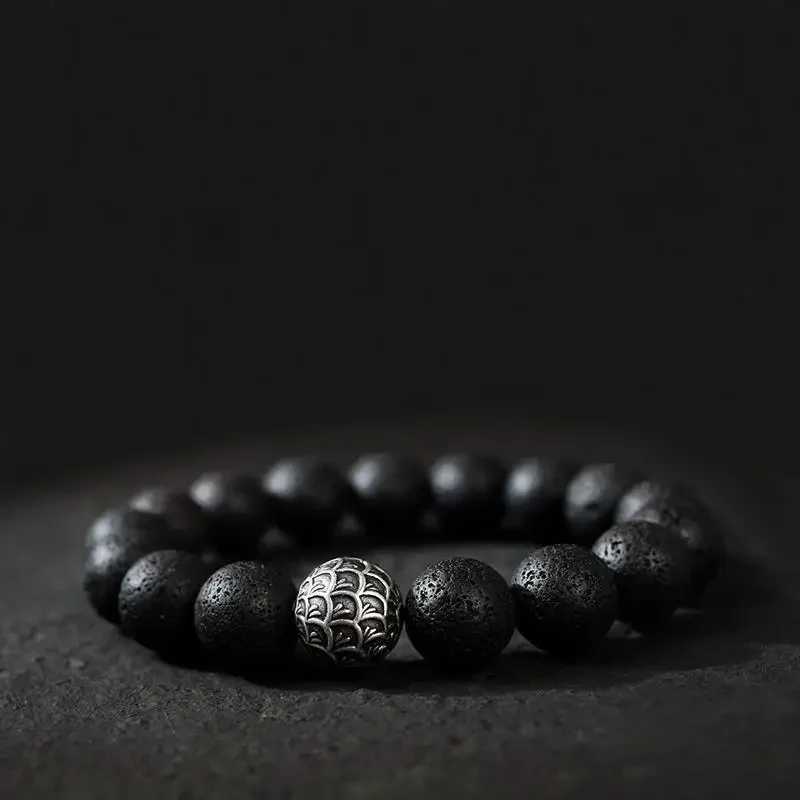Black Lava Treatment Balance Bead Buddha Prayer Natural Volcanic Stone Bracelet W240913