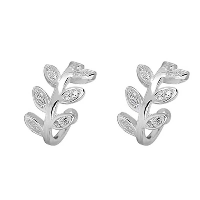 925 Sterling Silver Ear Cuff For Women Zircon Clip On Earrings Gold earcuff Without Piercing leaf Earrings JewelryX240913